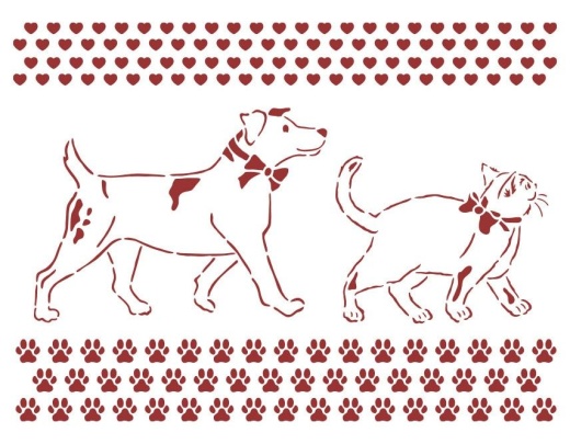 Stamperia Stencil D - 7.87 x 5.91 Inch Dog And Cat Day Dream