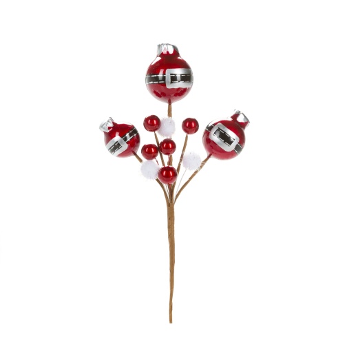 Christmas Floral Red Ornament Pick with Pom Poms 5 x 10 Inches by Darice Crafts AC