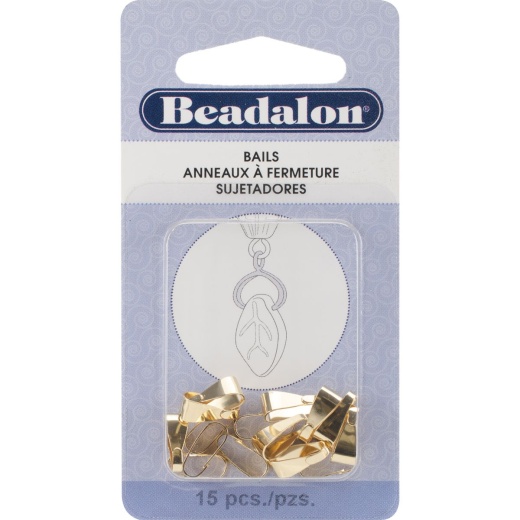 Pendant Bails Medium 10Mm 15/Pkg-Gold-Plated - Beadalon