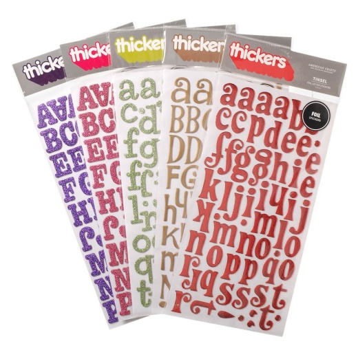 Thickers Foil Alphabet Stickers Tinsel Cherry by Darice Crafts AC