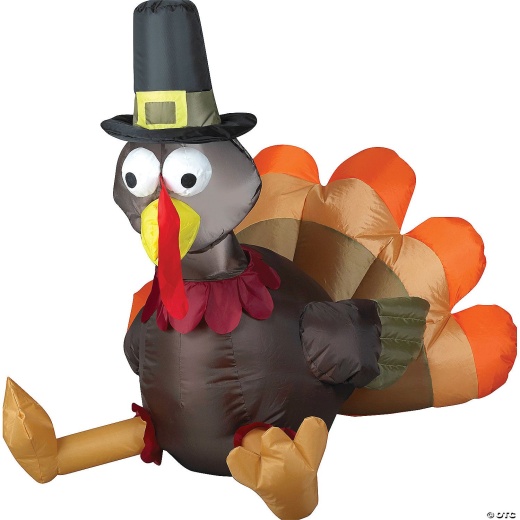 35Inch Blow Up Inflatable Pilgrim Turkey With Built In Led Lights Outdoor Yard Decoration