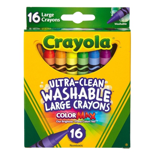 Crayola Large Washable Crayons 16 Per Pkg 1 Pack Of 6 Piece