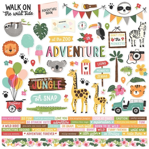 Into The Wild Cardstock Stickers 12 X 12 Inch Combo