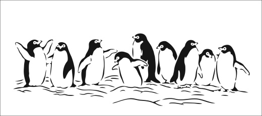 Crafters Workshop Slimline Stencil 4 Inch X9 Inch Penguins