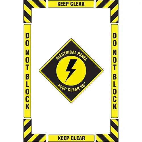 "Electrical Panel" Floor Marking Kit, Adhesive, English With Pictogram