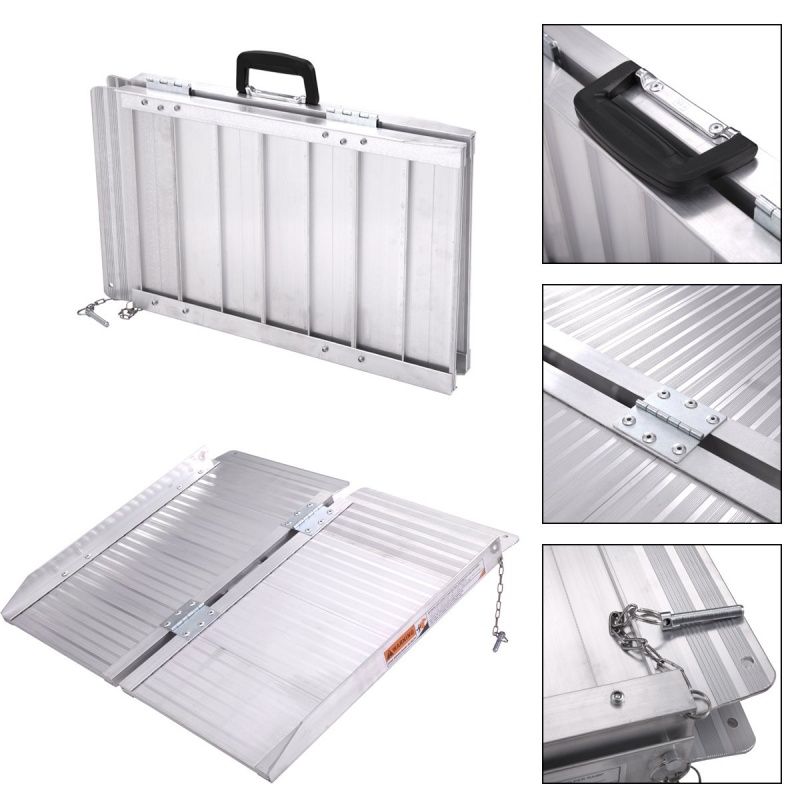 2' Folding Portable Suitcase Mobility Wheelchair Threshold Ramp Aluminum New