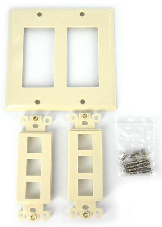 Sewell Wall Plate With 6 Keystone Ports, 2-Gang, Beige, 10 Lot
