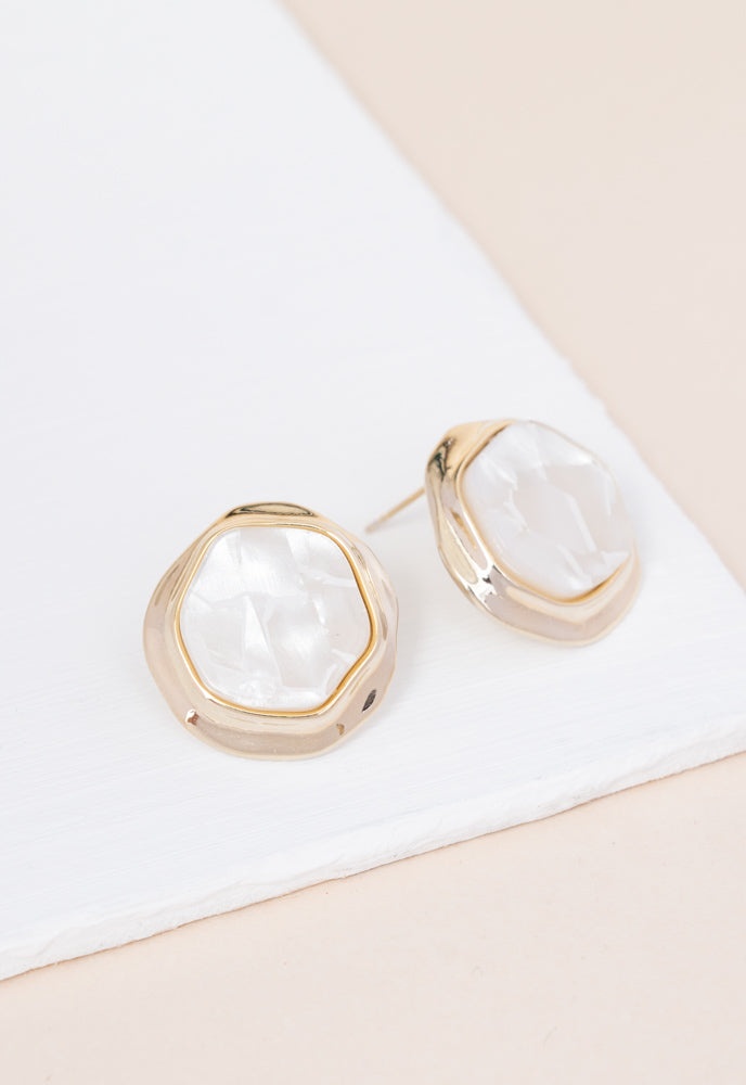 Opulence Opal Studs In Iridescent Ivory