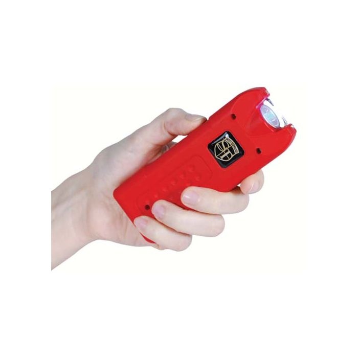 Multiguard Stun Gun, Alarm, And Flashlight With Built In Charger Red