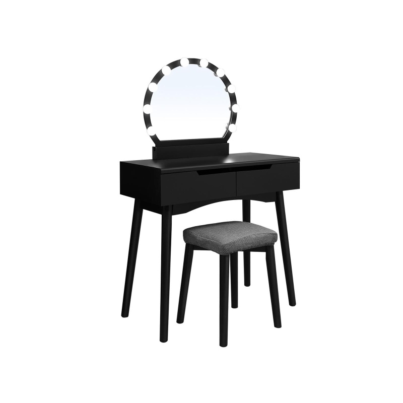 Black Makeup Vanity Set With Light Bulbs