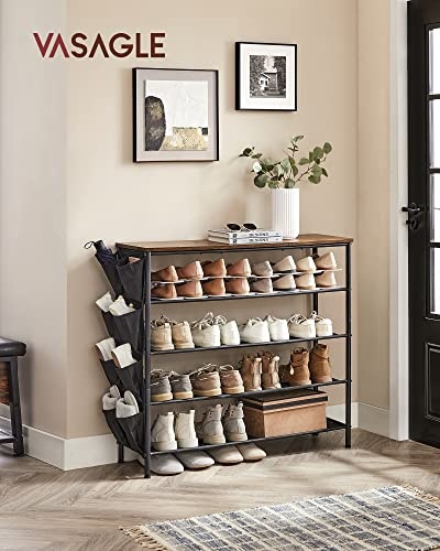5-Tier Shoe Rack With 4 Fabric Shelves