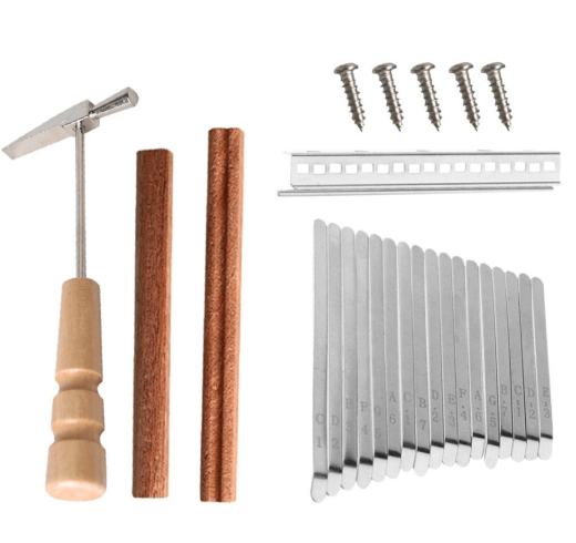 Shakala 17/21 Keys Kalimba Tines Set - DIY Replacement Parts with Keys Bridge Tuning Hammer Kit