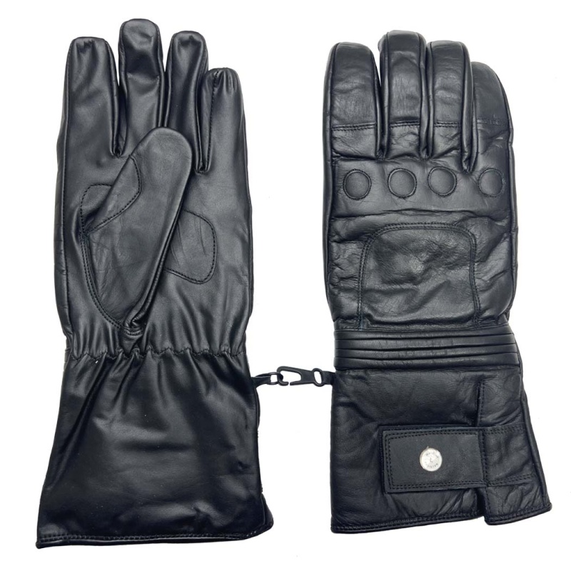 Perrini Winter Motorcycle Leather Riding Biker Gloves Black