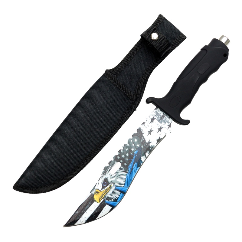 Defender-Xtreme 13" Black Flag & Eagle Blade Hunting Knife