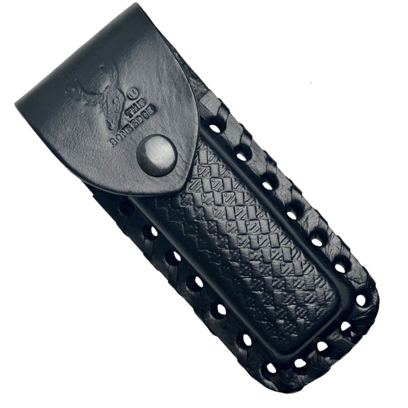 Theboneedge Black 5" Leather Sheath For Folding Blade Pocket Knife Belt Loop
