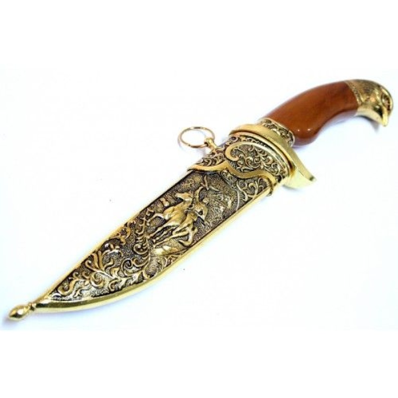 11" Dagger With Sheath Gold Color & Eagle Design