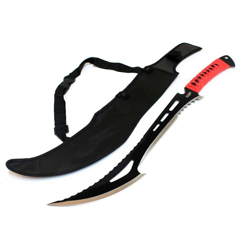 24" Full Tang Hunting Sword With Red Handle & Sheath