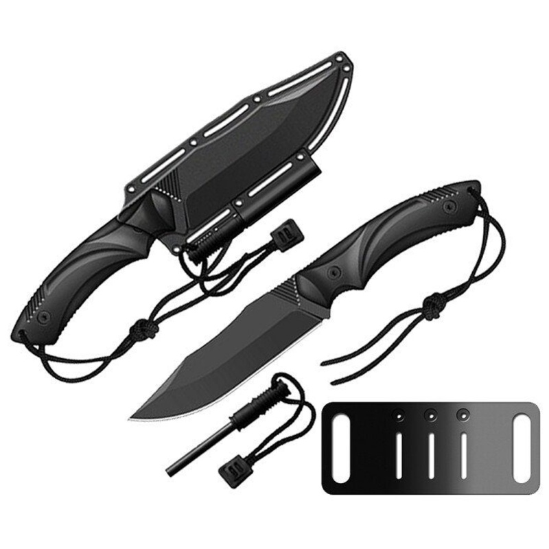10" All Black Full Tang Fixed Blade Tactical Hunting Knife With Abs Sheath
