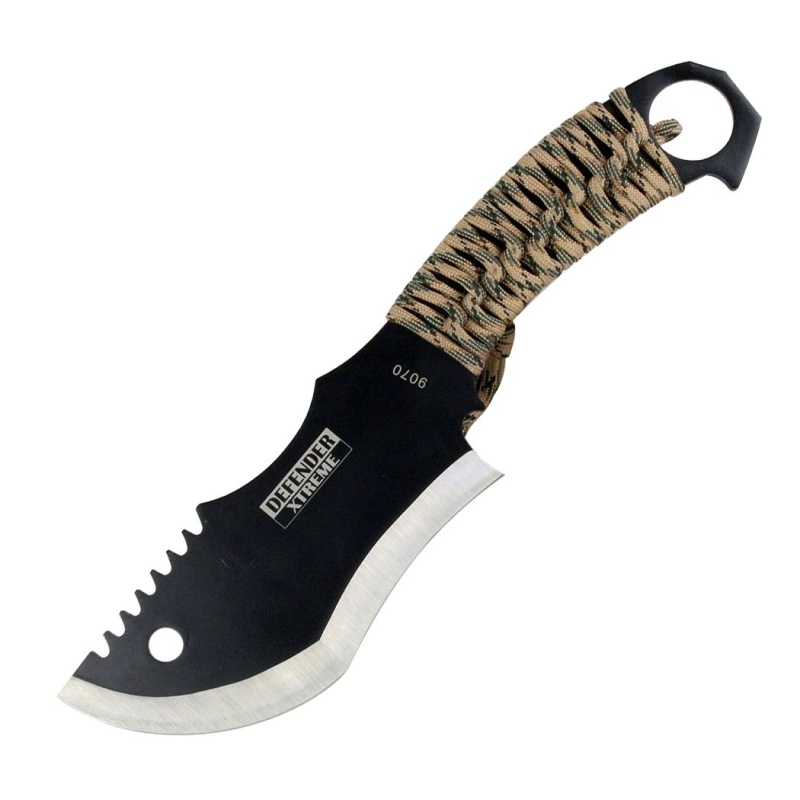 10.5" Defender Xtreme Hunting Knife Full Tang With Camo Nylon Wrapped Handle