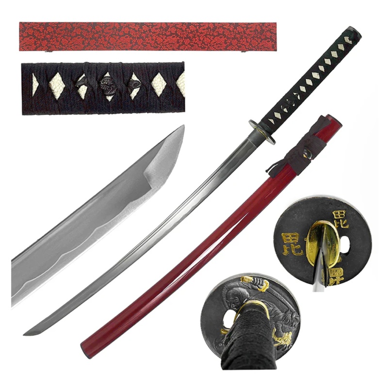 41" Hand Forged Katana Samurai Sword Red Scabbard With Gift Box