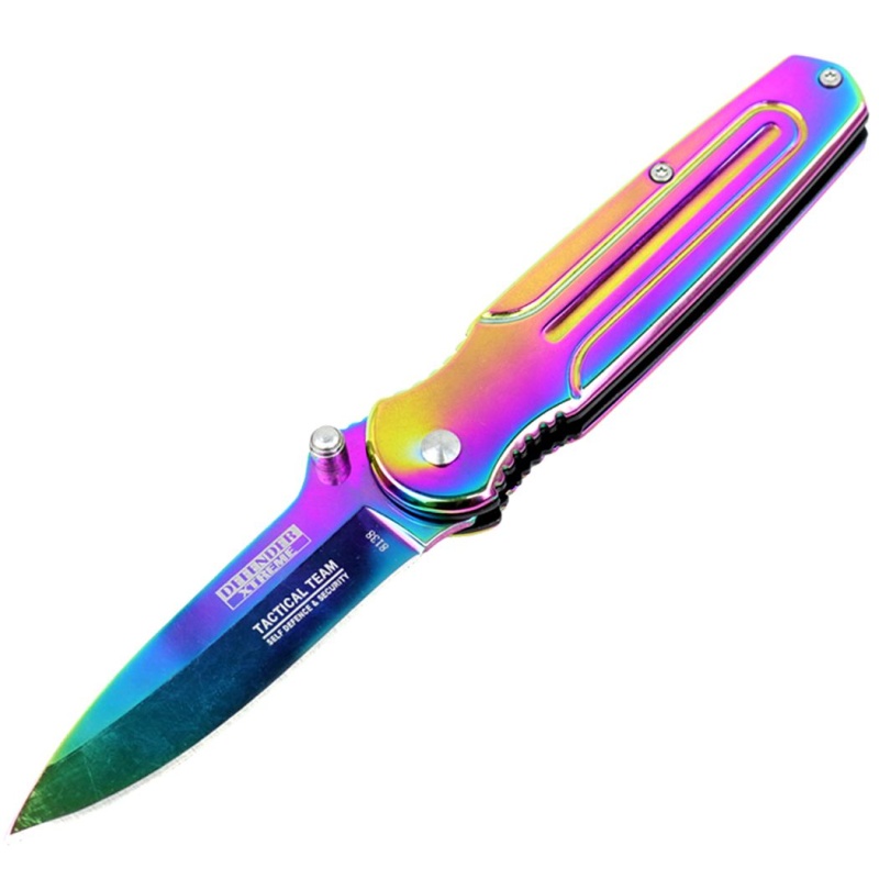 6.5" Defender Xtreme Multi Color Folding Spring Assisted Knife