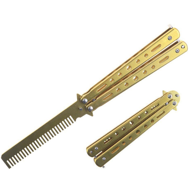 8.5" Stainless Steel Butterfly Folding Practice Trainer Cumb – Gold Color