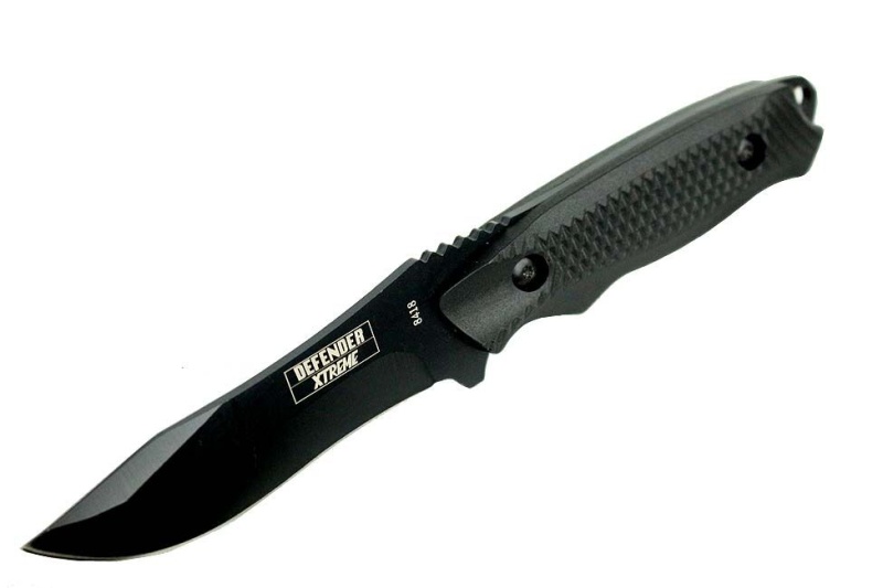 8" Defender Xtreme Hunting Knife With Sheath Black