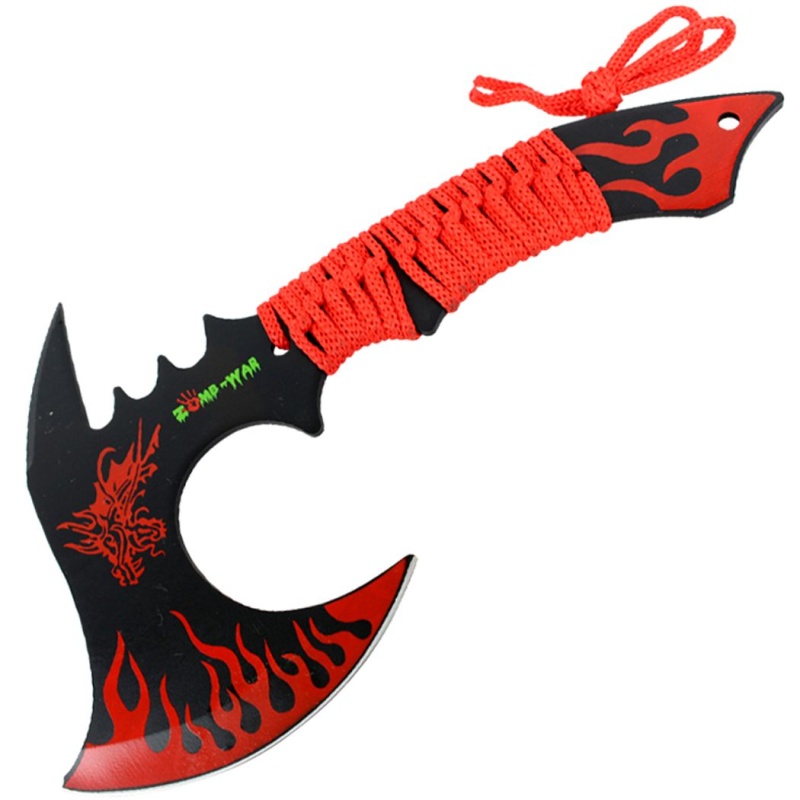 Zomb-War 11" Red Dragon Axe Outdoor Hunting Camping Survival Steel Axe