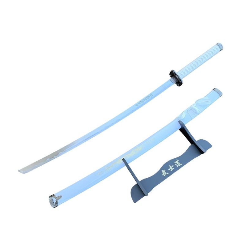 39.5" White Dragon Design Samurai Katana Sword With Display Stand