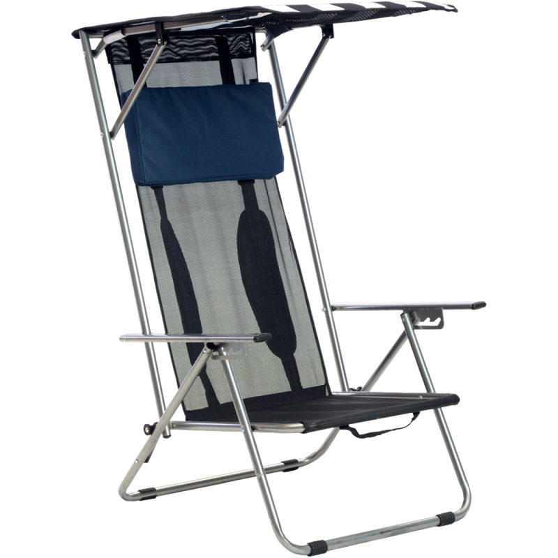 Beach Recliner Shade Chair, Navy/White