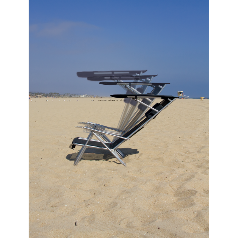 Beach Recliner Shade Chair, Navy/White