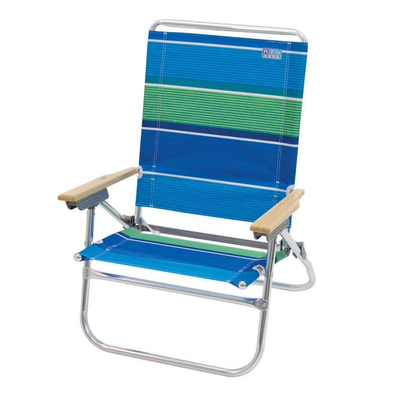 Rio Beach Easy In-Easy Out Beach Chair, Blue Green Stripe