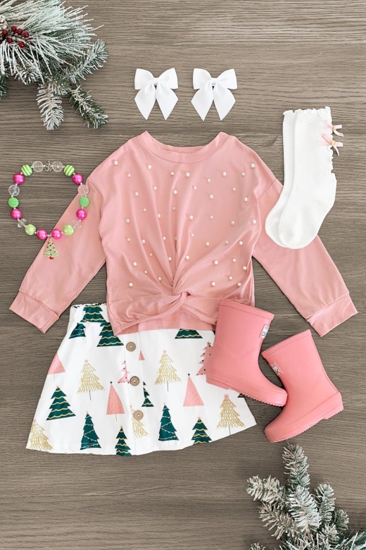 Sparkle In Pink Pink Pearl Christmas Tree Skirt Set