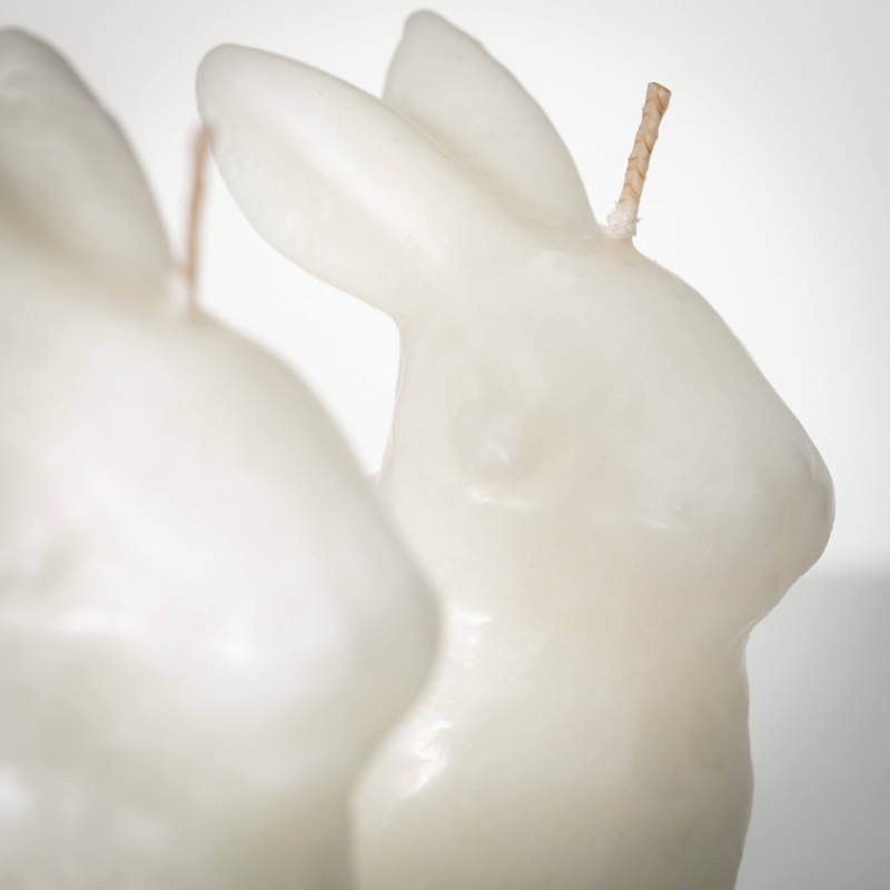 White Bunny Candle Set Of 2
