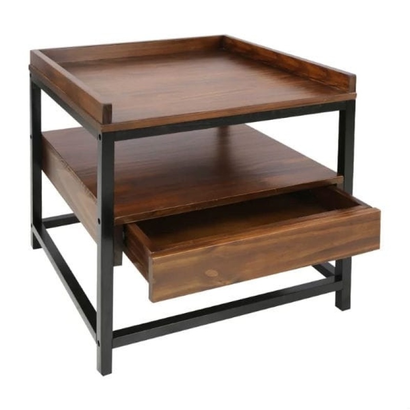 Modern Solid Wood 1-Drawer End Table Nightstand