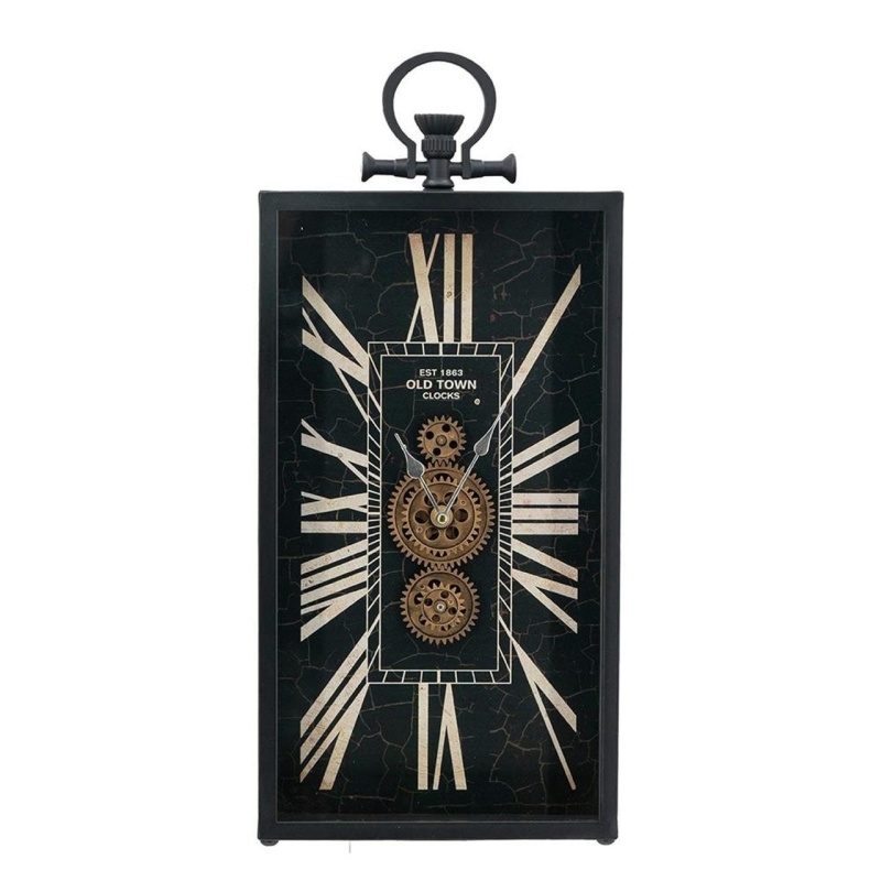 10" Black and Gold Vintage Style Crackle Wall Clock