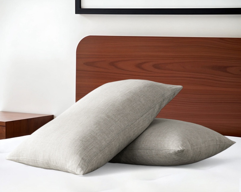 Set Of Two Light Gray Linen Pillowcases