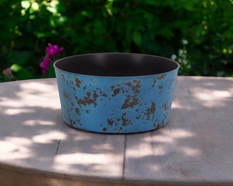 12" Blue Recycled Plastic Round Pot Planter