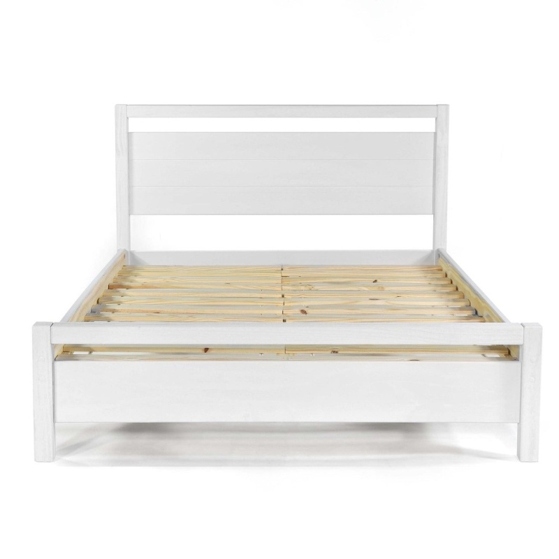 King Size Farmhouse Traditional Rustic White Platform Bed