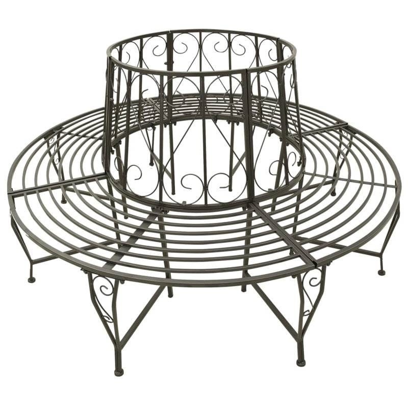 Roundabout Circular Outdoor Garden Tree Bench In Heavy Duty Grey Steel