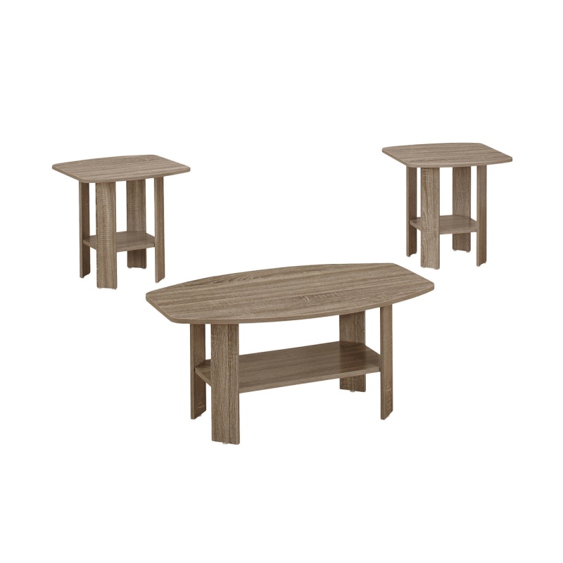 Set Of Three 36" Taupe Coffee Table With Shelf