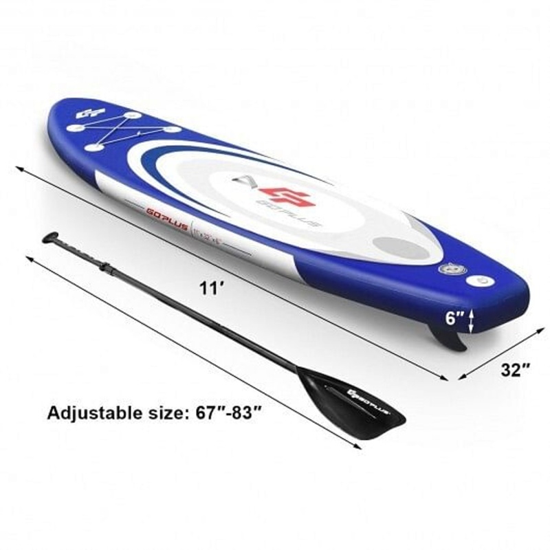 11 Feet Adjustable Inflatable Stand Up Paddle Sup Surfboard With Bag - Size: l