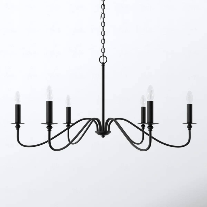30-Inch Contemporary Classic Dimmable 6-Light Chandelier In Matte Black