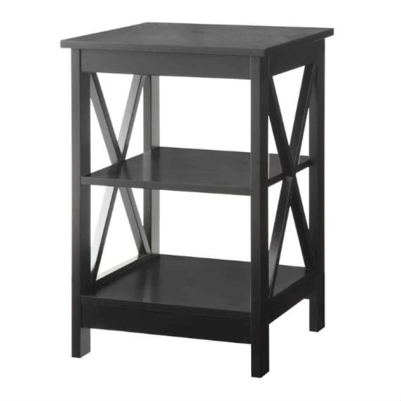 Black Wood X-Design End Table Nightstand