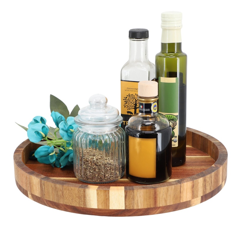 MegaChef 13 Inch Acacia Wood Lazy Susan Tray