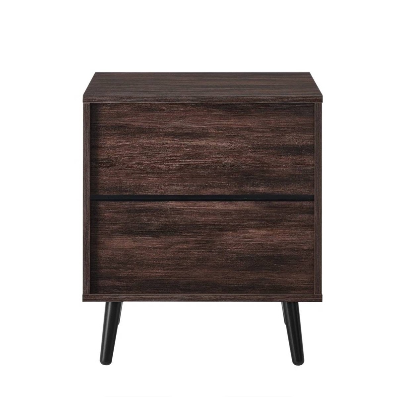 Mid-Century Modern 1-Drawer Nightstand End Table In Dark Brown Wood Finish