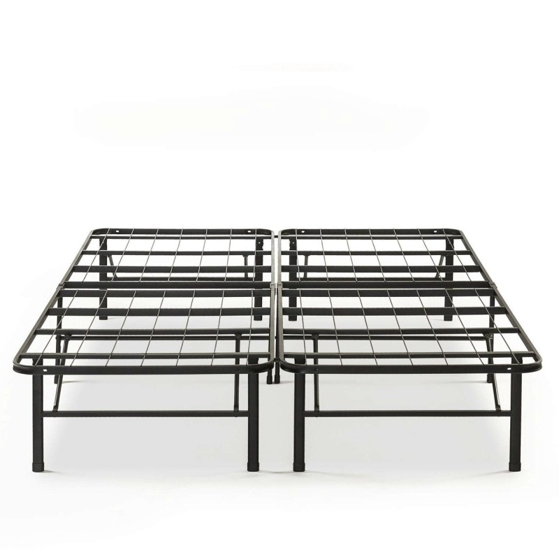 Queen Size Folding Sturdy Metal Platform Bed Frame With Storage Space