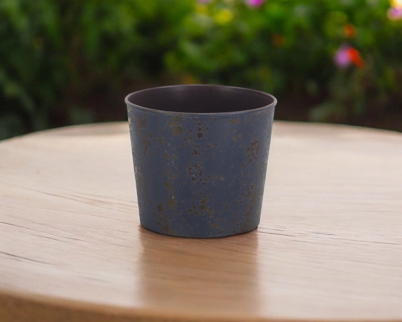 6" Blue Recycled Plastic Round Pot Planter