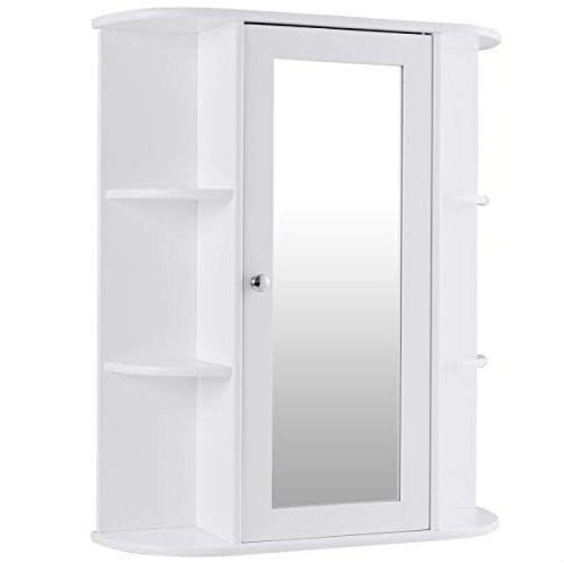 White Bathroom Wall Mounted Medicine Cabinet With Storage Shelves