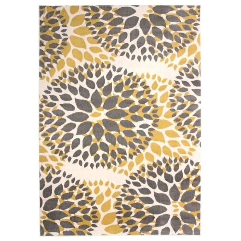 3'1" x 5' Grey Yellow Floral Area Rug